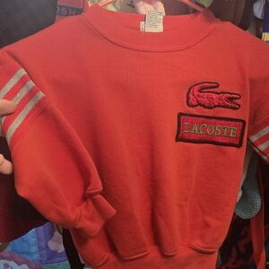 Vintage Lacoste Bright Red Crewneck with Crocodile Patch